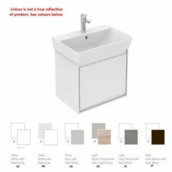 Ideal Standard Connect Air 500mm Wall Hung Basin Unit 1 Drawer - Gloss White & Matt Grey - E0842KN