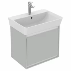 Ideal Standard Connect Air 500mm Wall Hung Basin Unit 1 Drawer - Gloss Grey & Matt White - E0842EQ