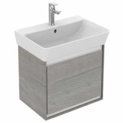 Ideal Standard Connect Air 500mm Wall Hung Basin Unit 1 Drawer - Wood Light Grey & Matt White - E0842PS
