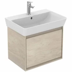 Ideal Standard Connect Air 550mm Wall Hung Basin Unit 1 Drawer - Wood Light Brown & Matt Light Brown - E0844UK
