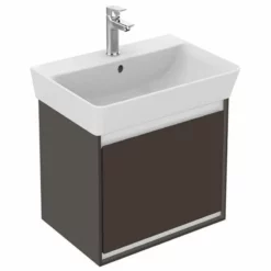 Ideal Standard Connect Air 600mm Wall Hung Basin Unit 1 Drawer - Matt Dark Brown & Matt White - E0846VY