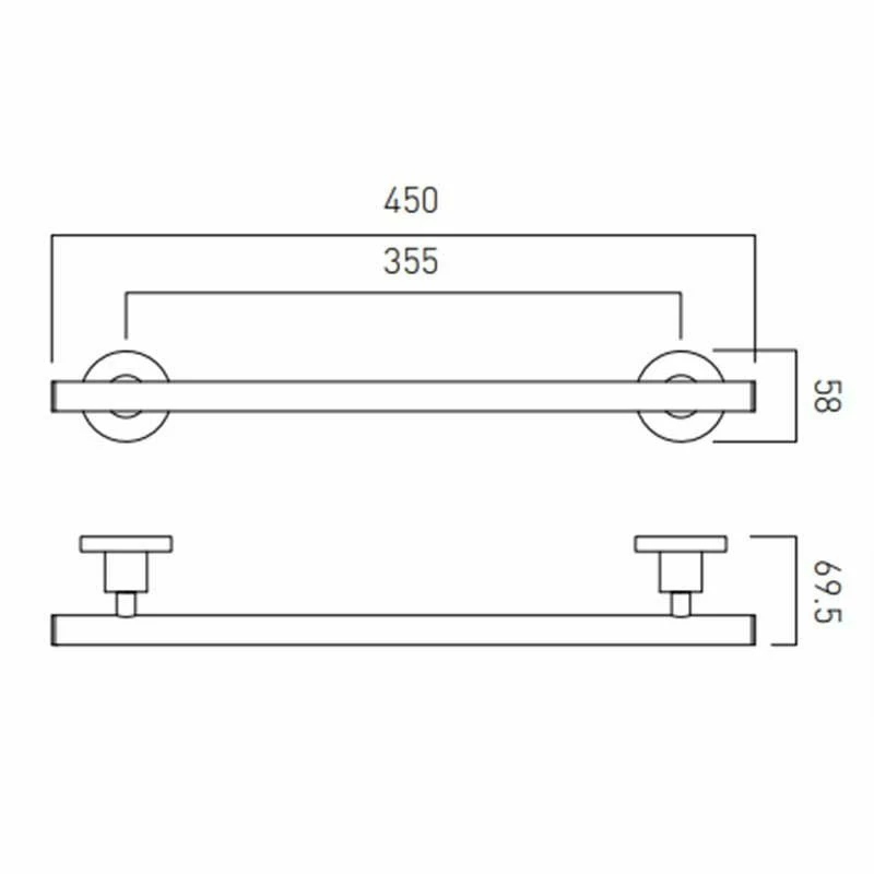 Vado Elements 18 Inch Towel Rail 450mm - Chrome - ELE-184-45-C/P 2 Vado Elements 18 Inch Towel Rail 450mm - Chrome - ELE-184-45-C/P - Image 2