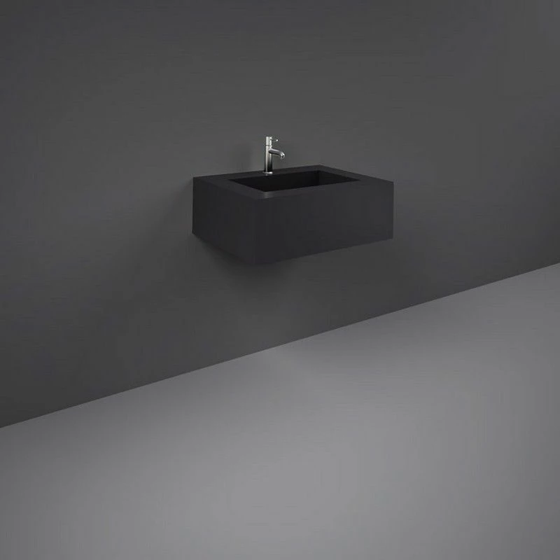 RAK Ceramics Precious 600mm Wall Mounted Counter Wash Basin With 1th In Uni Dark Black - PRECT06347105A 1 RAK Ceramics Precious 600mm Wall Mounted Counter Wash Basin With 1th In Uni Dark Black - PRECT06347105A