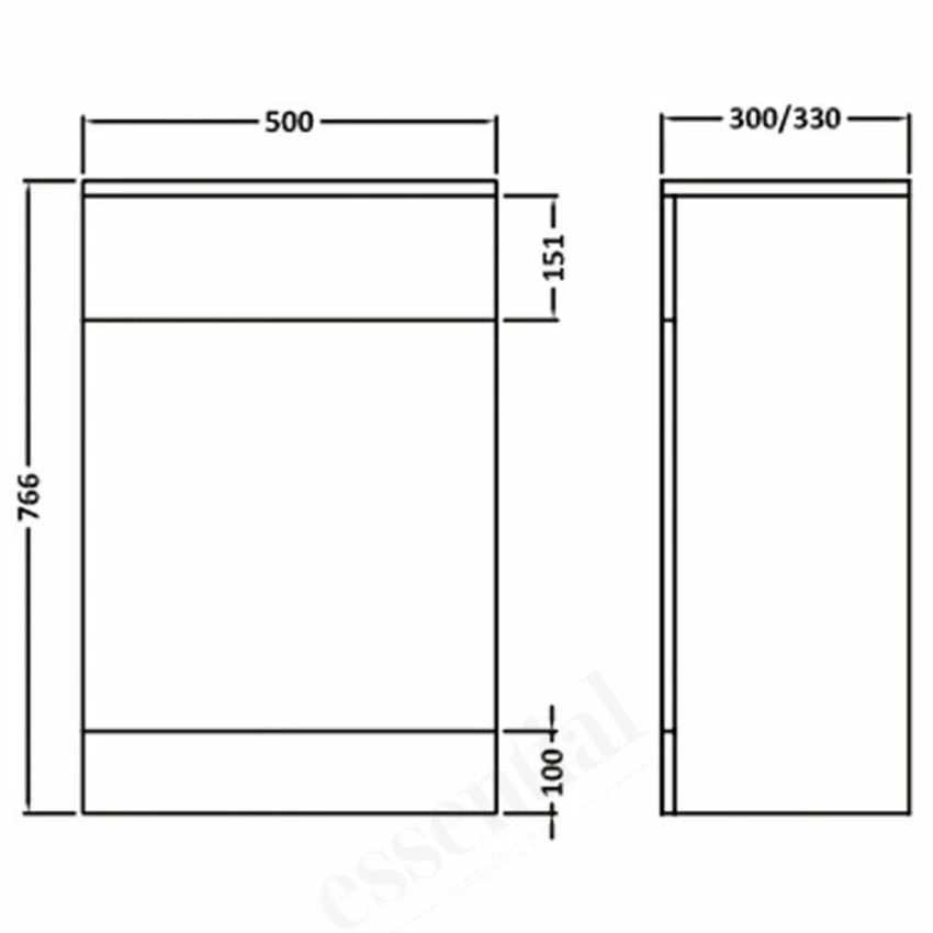 Essential Alaska 50cm Back To Wall WC Unit - EF118W 1 Essential Alaska 50cm Back To Wall WC Unit - EF118W