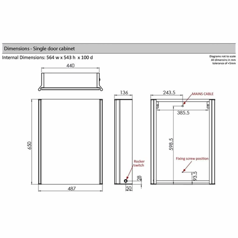 Essential Sleek Mirrored Bathroom Cabinet Single Door - 650 X 440mm - EM005 2 Essential Sleek Mirrored Bathroom Cabinet Single Door - 650 X 440mm - EM005 - Image 2
