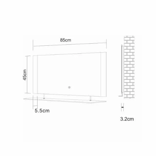 Frontline Westbury Bathroom Mirror, LED Side Lights, Demister, Glass Shelf Kit & Touch Switch 450 X 850mm - F01648 2 Frontline Westbury Bathroom Mirror, LED Side Lights, Demister, Glass Shelf Kit & Touch Switch 450 X 850mm - F01648 - Image 2
