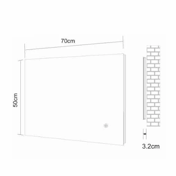 Frontline Lumiere LED Bathroom Mirror, Demister & Touch Switch 500 X 700mm - F01652 2 Frontline Lumiere LED Bathroom Mirror, Demister & Touch Switch 500 X 700mm - F01652 - Image 2