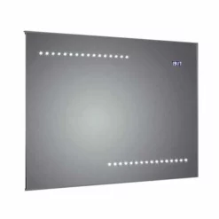 Frontline Quay LED Bevel Edged Bathroom Mirror, Digital Clock & Demister 600 X 800mm - F01665