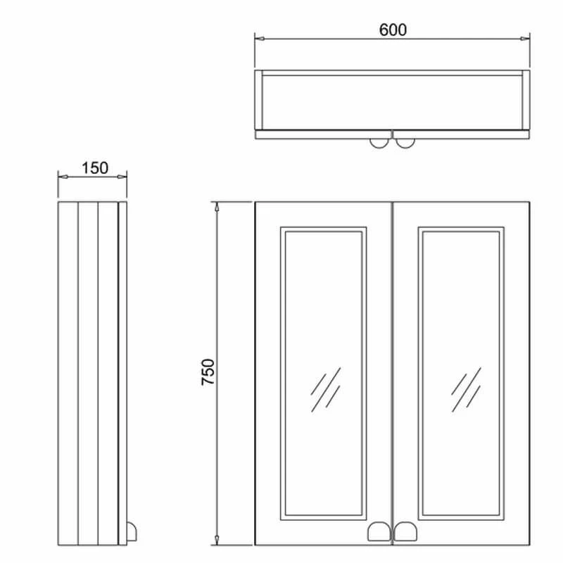 Burlington 600mm Two Door Mirror Cabinet - Sand - F6MS 2 Burlington 600mm Two Door Mirror Cabinet - Sand - F6MS - Image 2