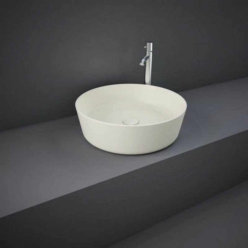 RAK Ceramics Feeling 42cm Round Slim Countertop Wash Basin - Matt Greige - FEECT4200505A 1 RAK Ceramics Feeling 42cm Round Slim Countertop Wash Basin - Matt Greige - FEECT4200505A