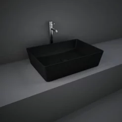 RAK Ceramics Feeling 50cm Rectangular Slim Countertop Wash Basin - Matt Black - FEECT5000504A