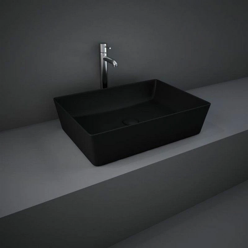 RAK Ceramics Feeling 50cm Rectangular Slim Countertop Wash Basin - Matt Black - FEECT5000504A 1 RAK Ceramics Feeling 50cm Rectangular Slim Countertop Wash Basin - Matt Black - FEECT5000504A