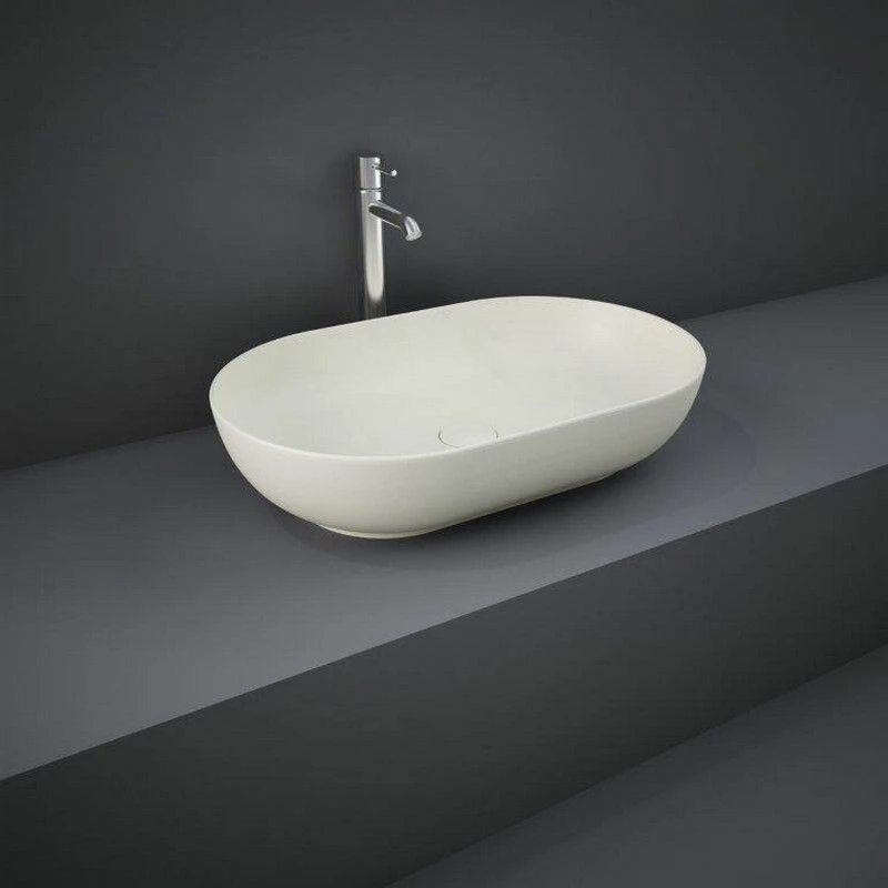 RAK Ceramics Feeling 55cm Oval Slim Countertop Wash Basin - Matt Greige - FEECT5500505A 1 RAK Ceramics Feeling 55cm Oval Slim Countertop Wash Basin - Matt Greige - FEECT5500505A