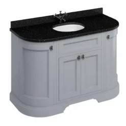 Burlington Freestanding 1340mm Curved Four Door Vanity Unit - Grey - FC1G