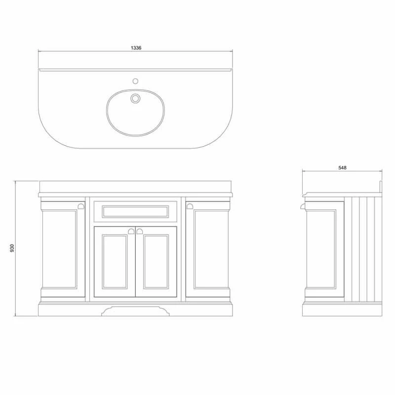 Burlington Freestanding 1340mm Curved Four Door Vanity Unit - Olive - FC1O 2 Burlington Freestanding 1340mm Curved Four Door Vanity Unit - Olive - FC1O - Image 2