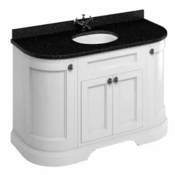 Burlington Freestanding 1340mm Curved Four Door Vanity Unit - Matt White - FC1W
