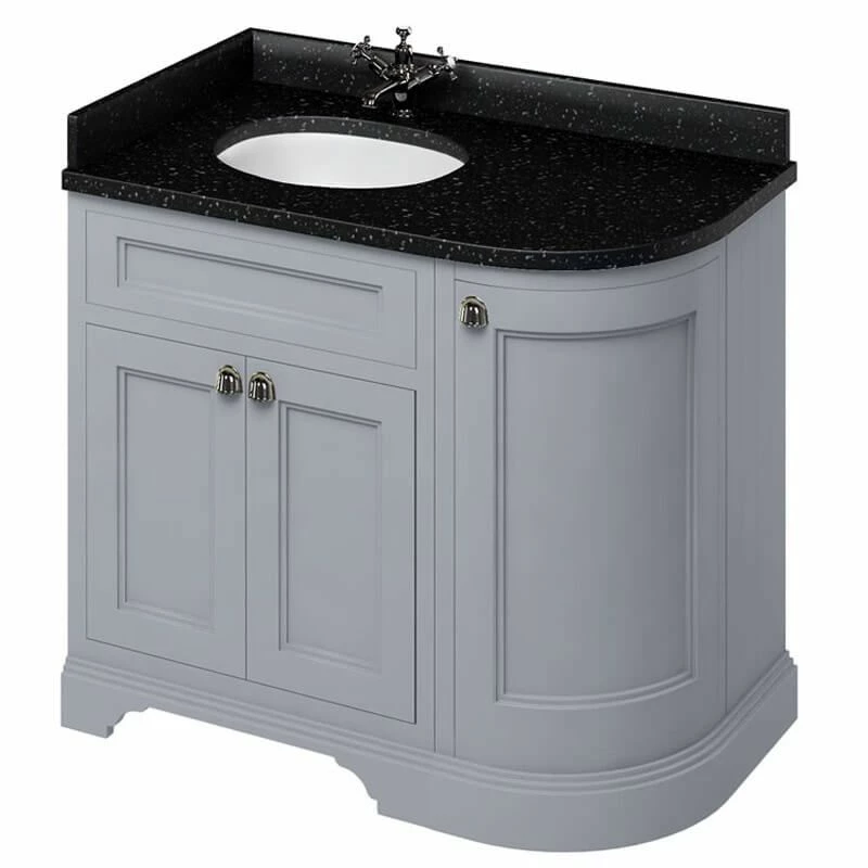 Burlington Freestanding 1000mm Curved Three Door Left Hand Vanity Unit - Grey - FC2G 1 Burlington Freestanding 1000mm Curved Three Door Left Hand Vanity Unit - Grey - FC2G