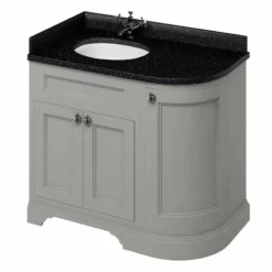 Burlington Freestanding 1000mm Curved Three Door Left Hand Vanity Unit - Olive - FC2O