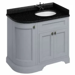 Burlington Freestanding 1000mm Curved Three Door Right Hand Vanity Unit - Grey - FC3G