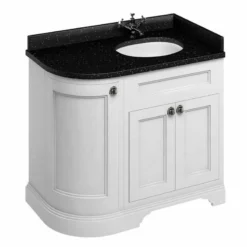 Burlington Freestanding 1000mm Curved Three Door Right Hand Vanity Unit - Matt White - FC3W