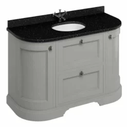 Burlington Freestanding 1340mm Curved Two Door & Two Drawer Vanity Unit - Olive - FC4O