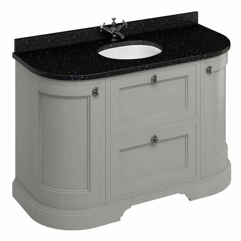 Burlington Freestanding 1340mm Curved Two Door & Two Drawer Vanity Unit - Olive - FC4O 1 Burlington Freestanding 1340mm Curved Two Door & Two Drawer Vanity Unit - Olive - FC4O