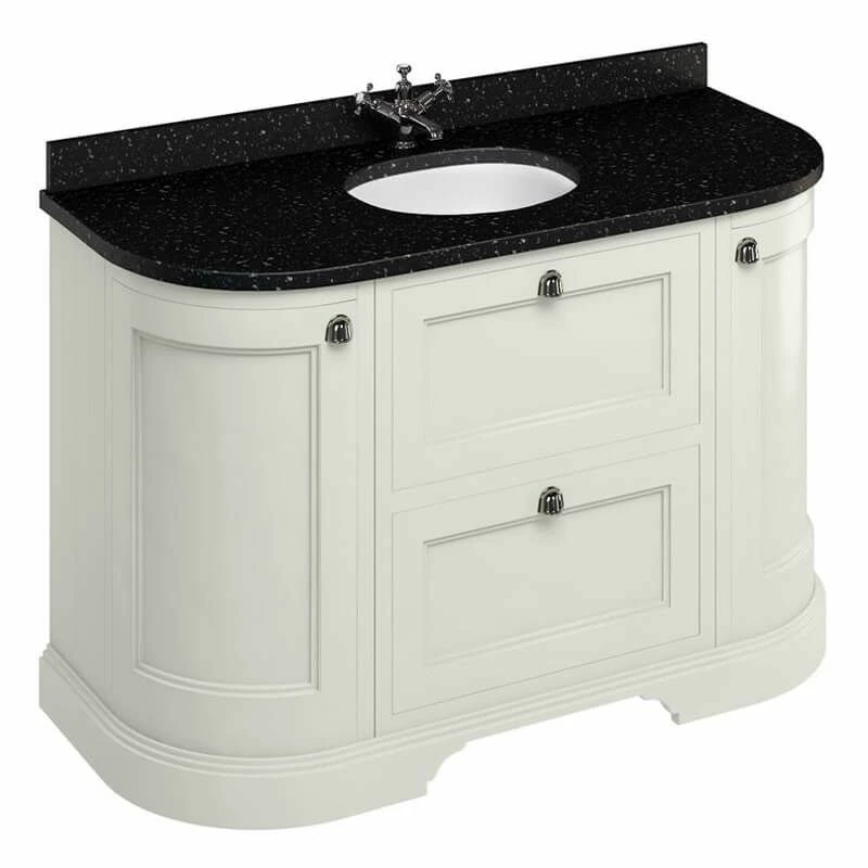 Burlington Freestanding 1340mm Curved Two Door & Two Drawer Vanity Unit - Sand - FC4S 1 Burlington Freestanding 1340mm Curved Two Door & Two Drawer Vanity Unit - Sand - FC4S