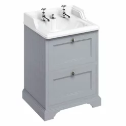 Burlington Freestanding 650mm Two Drawer Vanity Unit - Grey - FF9G