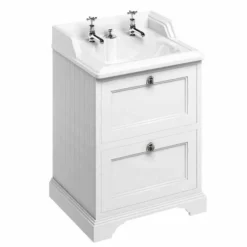 Burlington Freestanding 650mm Two Drawer Vanity Unit - Matt White - FF9W