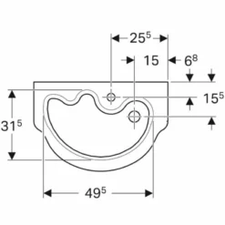 Geberit Bambini Childrens Washbasin 600mm - 326060000 5 Geberit Bambini Childrens Washbasin 600mm - 326060000 -IDEAL STANDARD Shop g e geberit 326060000 dims 1