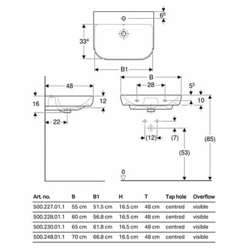 Geberit Smyle 700mm Washbasin - White - 500.248.01.1 2 Geberit Smyle 700mm Washbasin - White - 500.248.01.1 - Image 2