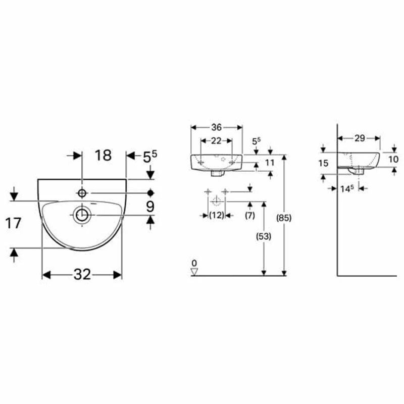 Geberit Selnova Washbasin 360mm - 1 Tap Hole - 501.406.00.6 2 Geberit Selnova Washbasin 360mm - 1 Tap Hole - 501.406.00.6 - Image 2
