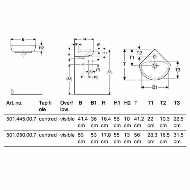 Geberit Selnova Corner Washbasin 414mm - 1 Tap Hole - 501.445.00.7 2 Geberit Selnova Corner Washbasin 414mm - 1 Tap Hole - 501.445.00.7 - Image 2
