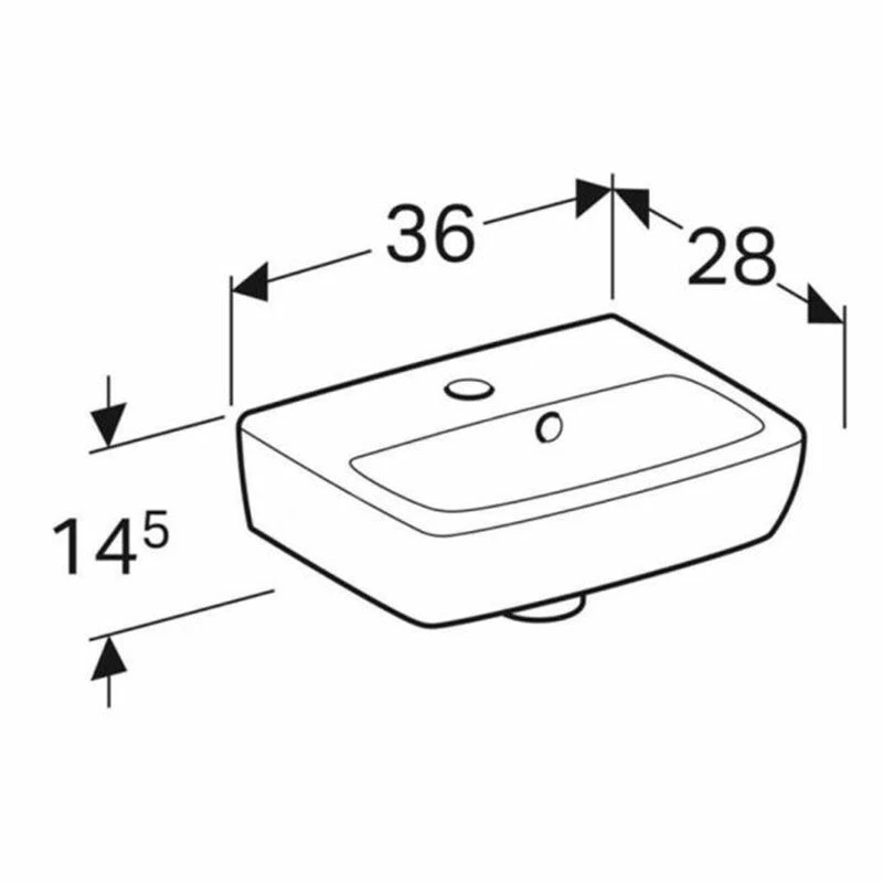 Geberit Selnova Square Washbasin 360mm - 1 Tap Hole - 501.469.00.6 2 Geberit Selnova Square Washbasin 360mm - 1 Tap Hole - 501.469.00.6 - Image 2