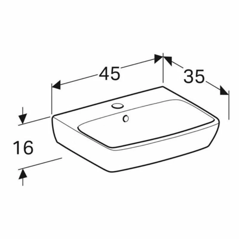 Geberit Selnova Square Washbasin 450mm - 1 Tap Hole - 501.473.00.6 2 Geberit Selnova Square Washbasin 450mm - 1 Tap Hole - 501.473.00.6 - Image 2