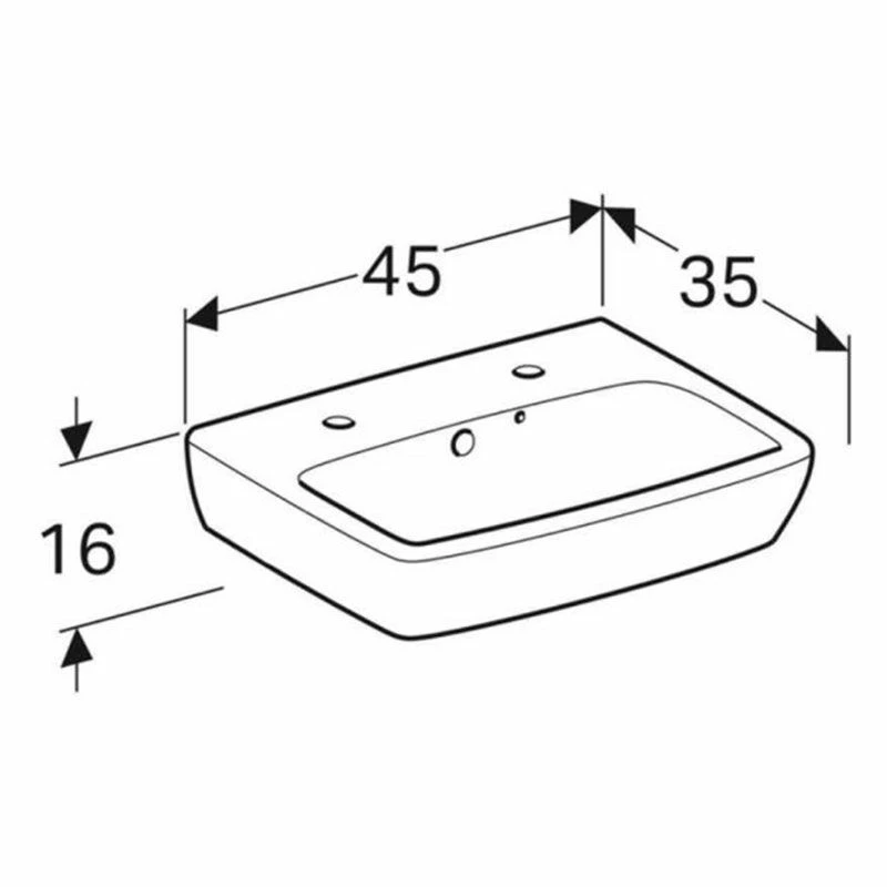 Geberit Selnova Square Washbasin 450mm - 2 Tap Holes - 501.474.00.7 2 Geberit Selnova Square Washbasin 450mm - 2 Tap Holes - 501.474.00.7 - Image 2