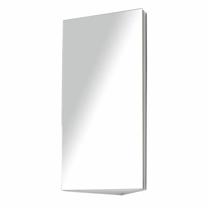 HOMCOM Stainless Steel Wall Mounted Bathroom Corner Mirror Storage Cabinet With Single Door - Silver - 02-0551 1 HOMCOM Stainless Steel Wall Mounted Bathroom Corner Mirror Storage Cabinet With Single Door - Silver - 02-0551