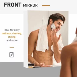 HOMCOM Wall Mounted Adjustable Bathroom Mirror Storage Cabinet With Double Door 60 X 15 X 75cm - White - 811-032 -IDEAL STANDARD Shop h o 811 032 homcom bathroom mirror cabinet mirror