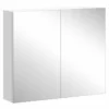 HOMCOM Wall Mounted Adjustable Bathroom Mirror Storage Cabinet With Double Door 60 X 70 X 15cm - White - 811-032V01