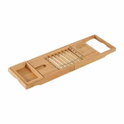 HOMCOM Extendable Bamboo Bathtub Shelf - Bamboo - 834-072