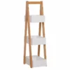 HOMCOM 3 Tier A Frame Bathroom Shower Caddy Storage Unit Shelving Organizer - White & Natural Wood - 834-100