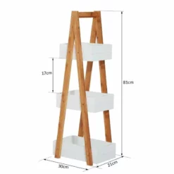 HOMCOM 3 Tier A Frame Bathroom Shower Caddy Storage Unit Shelving Organizer - White & Natural Wood - 834-100 -IDEAL STANDARD Shop h o 834 100 homcom bathroom caddy storage unit dimensions