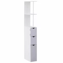 HOMCOM Slimline Bathroom Storage Free-Standing Cabinet Unit With Drawers - Grey & White - 834-114
