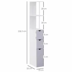 HOMCOM Slimline Bathroom Storage Free-Standing Cabinet Unit With Drawers - Grey & White - 834-114 10 HOMCOM Slimline Bathroom Storage Free-Standing Cabinet Unit With Drawers - Grey & White - 834-114 -IDEAL STANDARD Shop h o 834 114 homcom bathroom storage cabinet unit dimensions