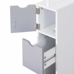 HOMCOM Slimline Bathroom Storage Free-Standing Cabinet Unit With Drawers - Grey & White - 834-114 14 HOMCOM Slimline Bathroom Storage Free-Standing Cabinet Unit With Drawers - Grey & White - 834-114 -IDEAL STANDARD Shop h o 834 114 homcom bathroom storage cabinet unit shelf