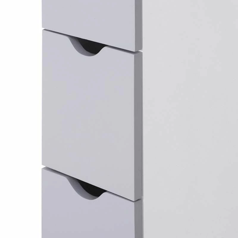 HOMCOM Slimline Bathroom Storage Free-Standing Cabinet Unit With Drawers - Grey & White - 834-114 8 HOMCOM Slimline Bathroom Storage Free-Standing Cabinet Unit With Drawers - Grey & White - 834-114 - Image 8