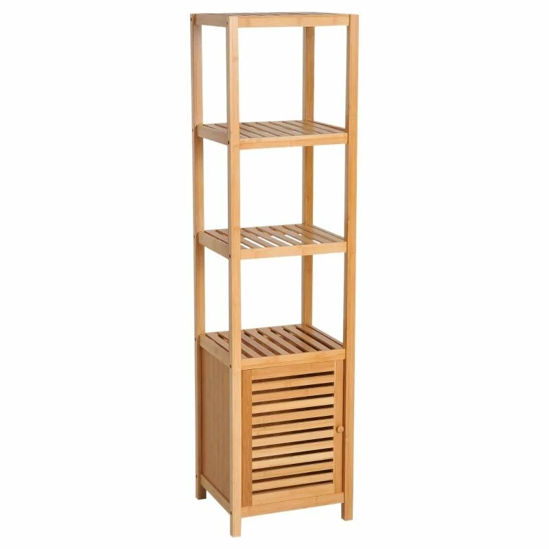 HOMCOM 140cm Freestanding Storage Unit Cabinet With 3 Shelves - Natural Wood - 834-150 1 HOMCOM 140cm Freestanding Storage Unit Cabinet With 3 Shelves - Natural Wood - 834-150