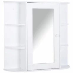 HOMCOM Wall Mounted 2-tier Bathroom Cabinet With Mirror & Single Door - White - 834-203