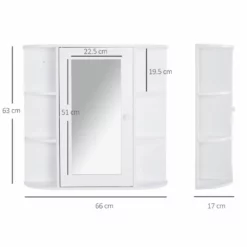 HOMCOM Wall Mounted 2-tier Bathroom Cabinet With Mirror & Single Door - White - 834-203 8 HOMCOM Wall Mounted 2-tier Bathroom Cabinet With Mirror & Single Door - White - 834-203 -IDEAL STANDARD Shop h o 834 203 homcom bathroom cabinet with mirror dimensions
