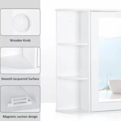 HOMCOM Wall Mounted 2-tier Bathroom Cabinet With Mirror & Single Door - White - 834-203 9 HOMCOM Wall Mounted 2-tier Bathroom Cabinet With Mirror & Single Door - White - 834-203 -IDEAL STANDARD Shop h o 834 203 homcom bathroom cabinet with mirror features